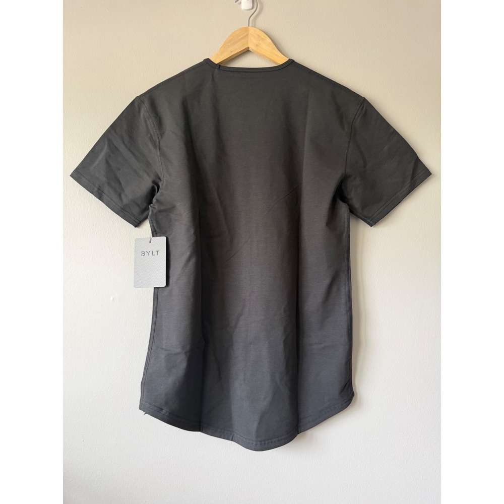 Minimalist Streetwear BYLT Drop-Cut Lux T-Shirt Small Charcoal Grey Curved Hem - Picture 11 of 11